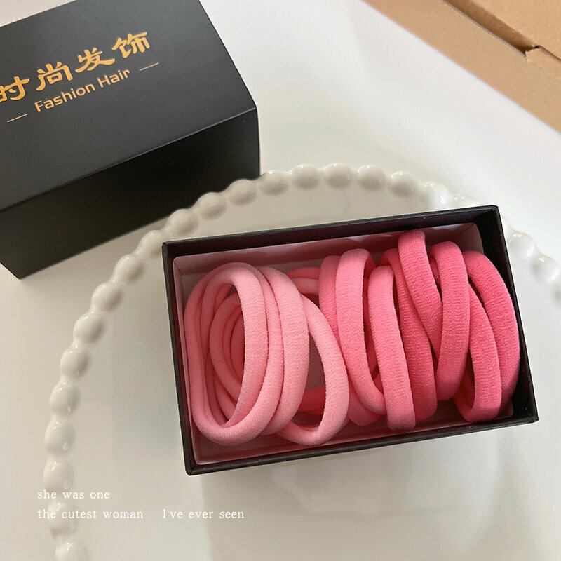 Hot push high elastic hair band, rubber band, hair rope and headband (15 pieces in pink color)