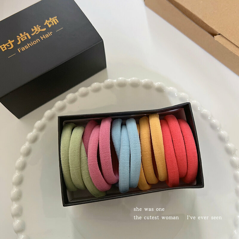 Hot push high elastic hair band, rubber band, hair rope and headband (15 pieces in macaron color)