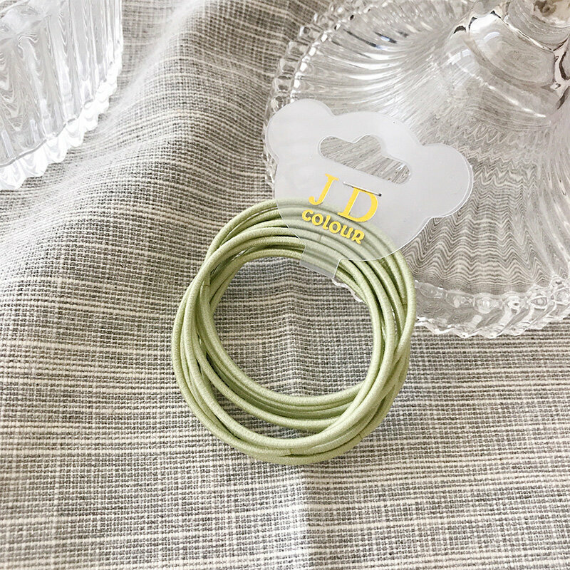 Hot push high elastic hair band elastic hair rope headband (bean green 10 pieces)