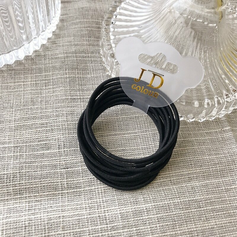Hot push high elastic hair band elastic hair rope headband (black 10 pieces)