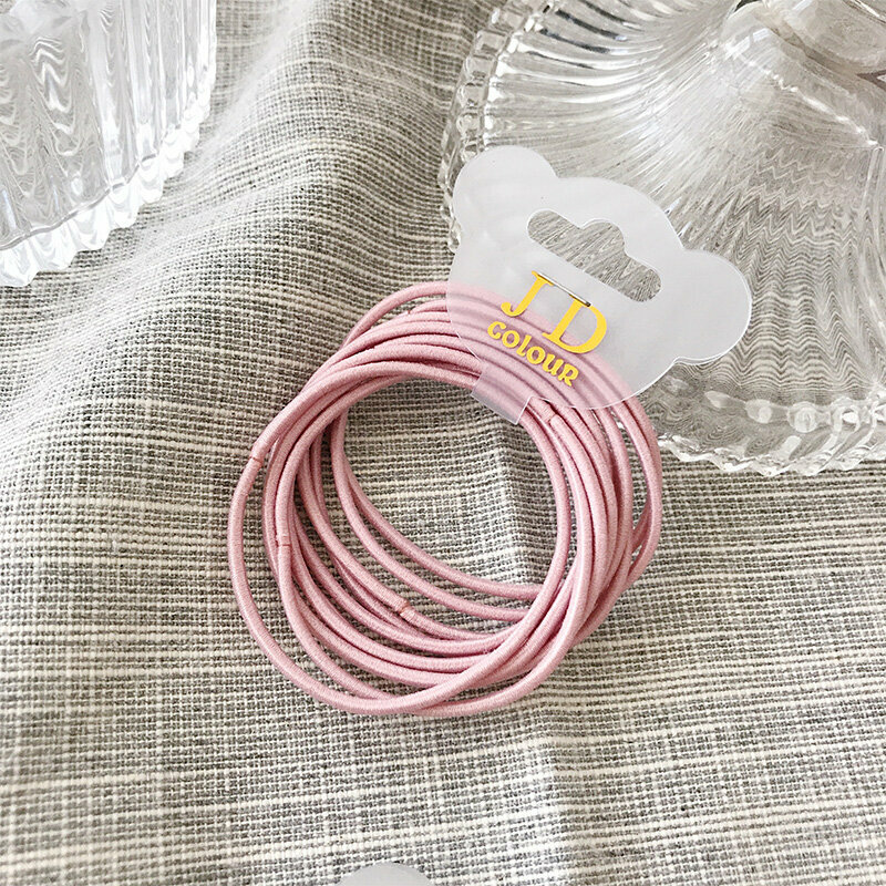 Hot push high elastic hair band elastic hair rope headband (pink 10 pieces)