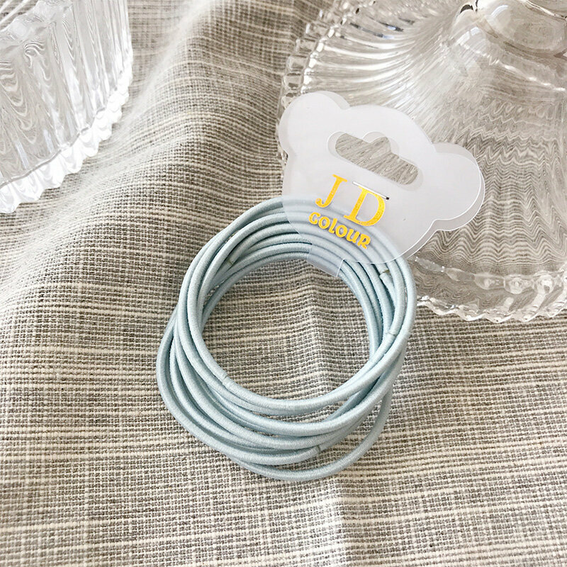 Hot push high elastic hair band elastic hair rope headband (light blue 10 pieces)