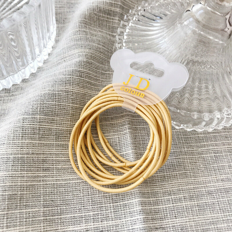 Hot push high elastic hair band elastic hair rope headband (yellow 10 pieces)