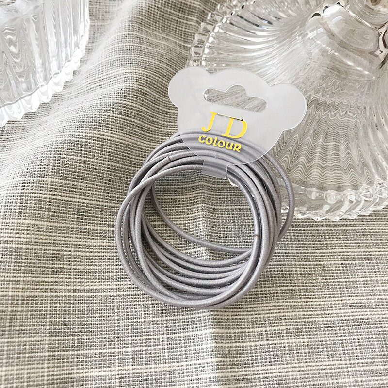 Hot push high elastic hair band elastic hair rope headband (grey 10 pieces)