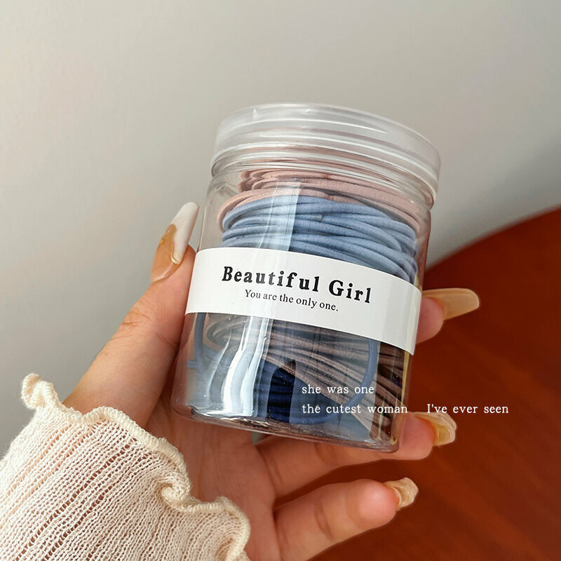 Hot push high elastic hair band, elastic hair rope and headband (Morandi color fine style - about 100 pieces)