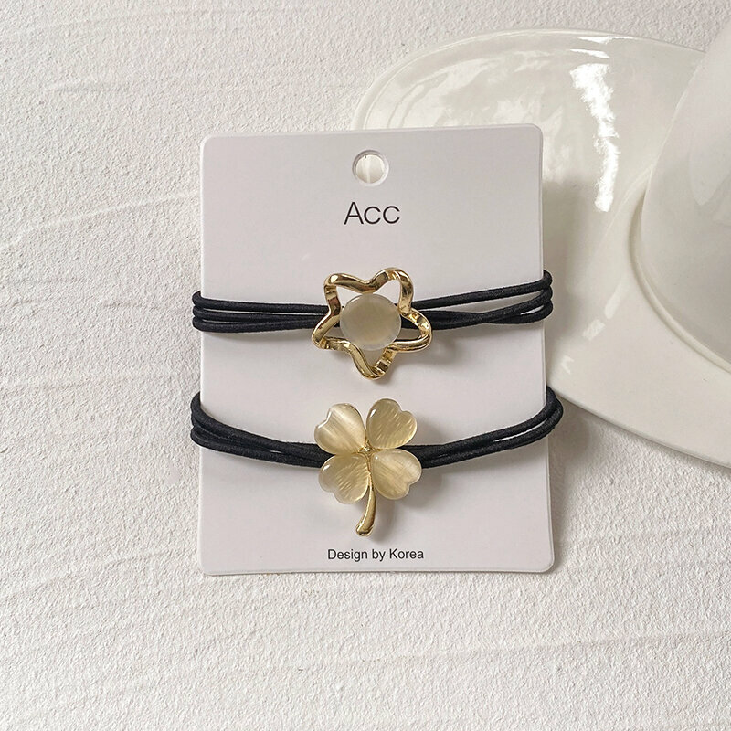 Hot push high elastic hair band elastic hair rope headband (five-pointed star + four-leaf clover)