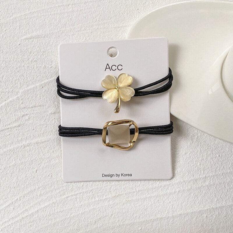 The most popular high-elastic hair band, elastic hair band and headband (four-leaf clover + square)