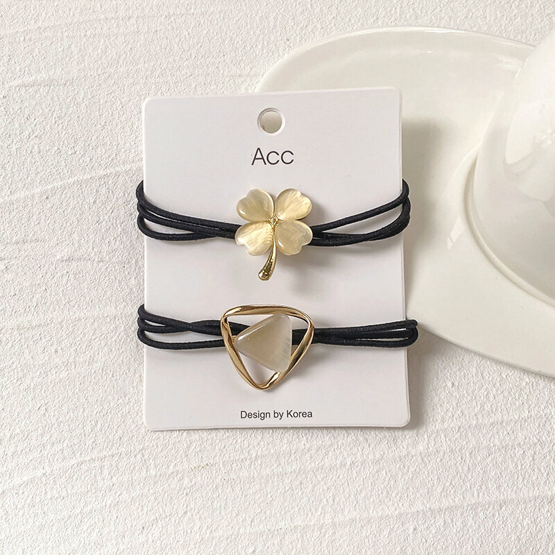The most popular high-elastic hair band, elastic hair band and headband (four-leaf clover + triangle)