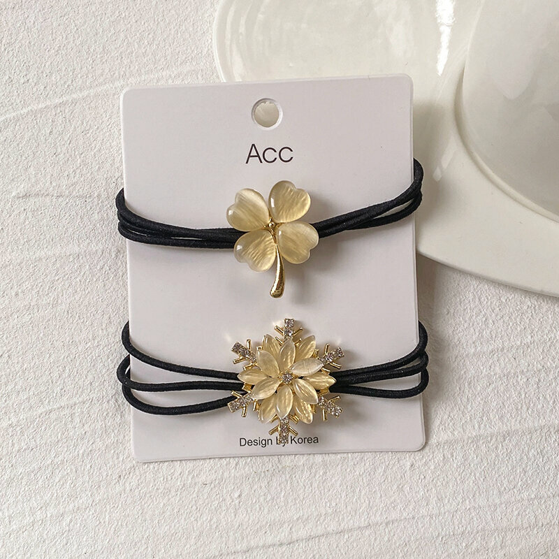 Hot style high-elastic hair band, elastic hair band and headband (four-leaf clover + snowflake)