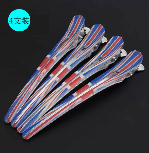 Hot style [pack of 4] hair styling duckbill clip (printed crystal seamless clip)