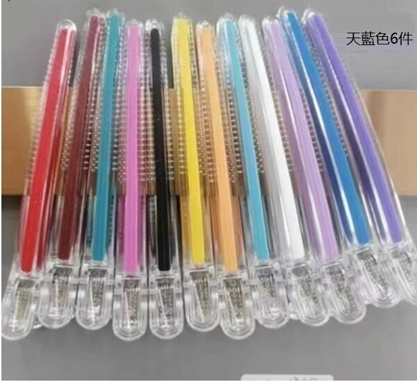 Hot style seamless crystal hair clips (6 pieces in sky blue)