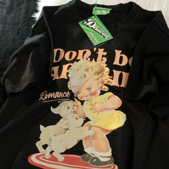 Hot selling dog loose cotton and linen short-sleeved T-shirt [black] [S-XL size] (please contact customer service to confirm the delivery size after placing the order)