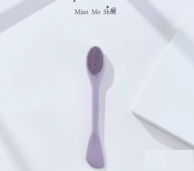 Popular facial mask brush facial cleansing brush (romantic light purple double-ended mask brush)