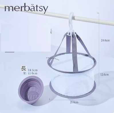 爆款折疊洗刷碗套裝（淺紫色洗刷碗+晾曬網帶蓋）