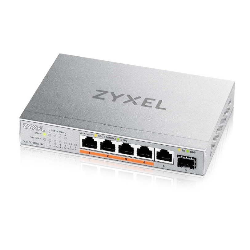 ZyXEL 合勤 XMG-105HP 5埠 Multi-Gig 無網管 PoE 供電交換器