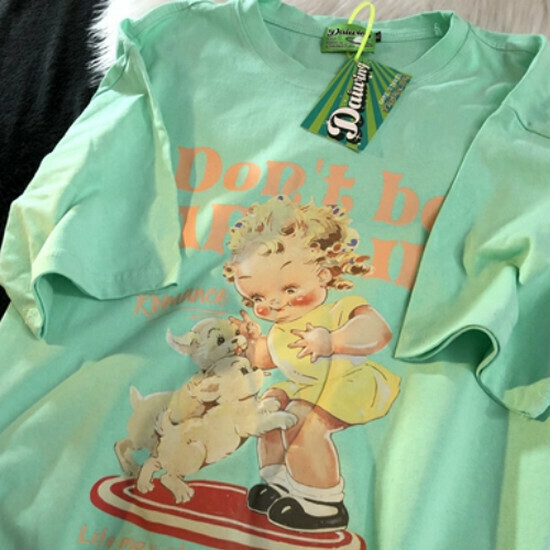 Hot selling dog loose cotton and linen short-sleeved T-shirt [cyan] [S-XL size] (please contact customer service to confirm the delivery size after placing the order)