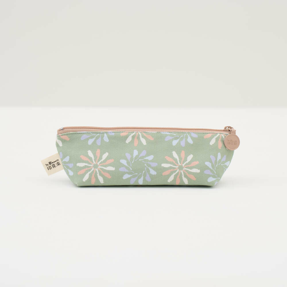 Pencil Case/Black Drongo Circles/Green Spring