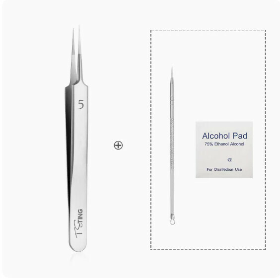 Hot selling blackhead removal closed-mouth acne needle cell clip tweezers (No. 5 (straight tweezers) + [super sharp needle + alcohol cotton * 6 pieces])