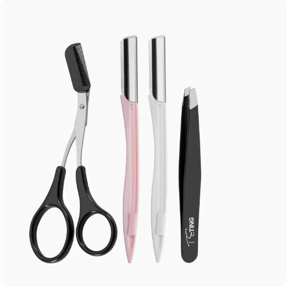 The most popular and safe eyebrow trimming tool (eyebrow comb and scissors + macro eyebrow razor 2-piece set + eyebrow clip)