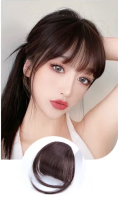 Hot style 1 piece air bangs (with sideburns) (natural color, natural black, dark brown, light brown) (Specifications: length about 12CM) (please contact customer service to confirm the delivery color after placing the order)