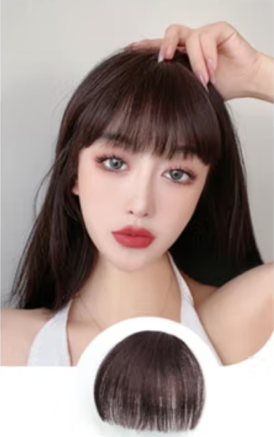 Popular 1-pack air bangs (no sideburns) (natural color, natural black, dark brown, light brown) (Specifications: length about 12CM) (please contact customer service to confirm the delivery color after placing the order)