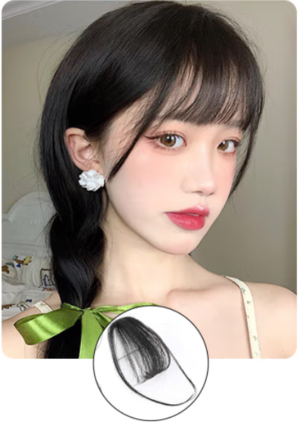 Hot style 1 pack Internet celebrity air bangs (with sideburns) (natural color, natural black, dark brown, light brown) (Specifications: length about 12CM) (please contact customer service to confirm the delivery color after placing the order)