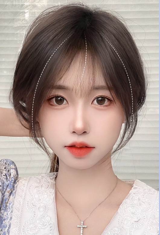 Popular 1-pack T-shaped - 3D hair contouring bangs (natural color/mocha brown) (Specifications: length approximately 22CM) (please contact customer service to confirm the delivery color after placing the order)