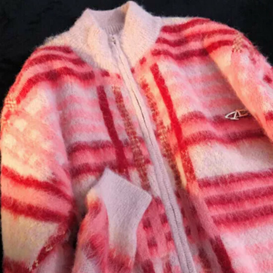 Hot selling striped color-blocked soft waxy sweater [Red] [M-XL size] (please contact customer service to confirm the delivery size after placing the order)