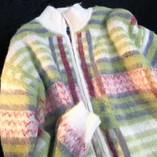 Hot selling striped color-blocked soft waxy sweater [green] [M-XL size] (please contact customer service to confirm the delivery size after placing the order)