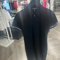 [S] KARL LAGERFELD LOGO POLO TEE DRESS,BLACK, L4DD7469-BLK (SKL1062)