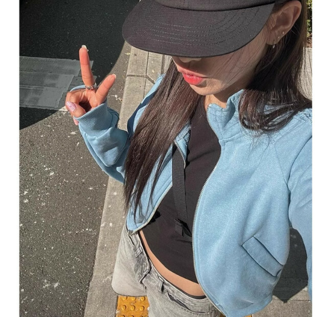 Hot selling casual long-sleeved tops [blue] sizes [S-XL] [please contact customer service to confirm the delivery size after placing the order]