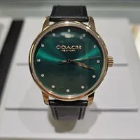 [S] LUXURY WATCH COACH 14503972 GREEN DIAL BLACK LEATHER STRAP LADIES, 885997459983 (SZZ463)