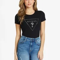 [S] GUESS CARLEE TEE,JET BLACK, QBGI48K9TJ1-JETBLACK (SGU567)