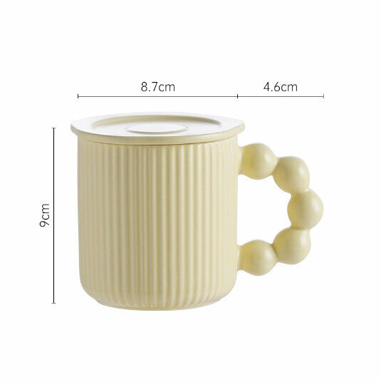 熱推帶蓋馬克杯【黃色(杯+蓋)】（容量：301-400ml）