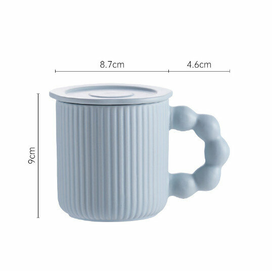 熱推帶蓋馬克杯【藍色(杯+蓋)】（容量：301-400ml）