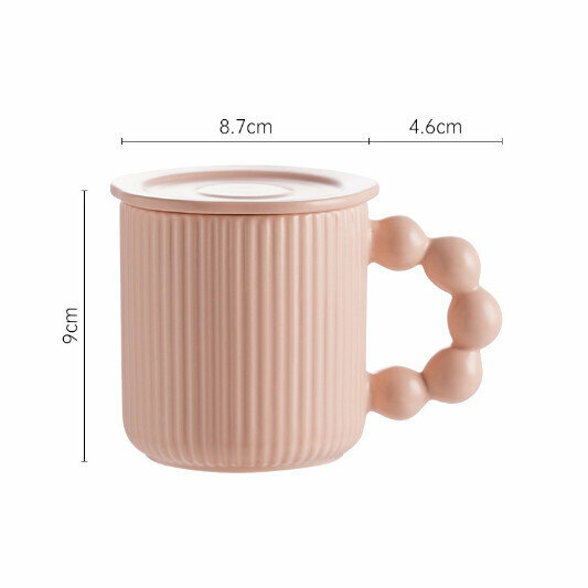 熱推帶蓋馬克杯【粉色(杯+蓋)】（容量：301-400ml）