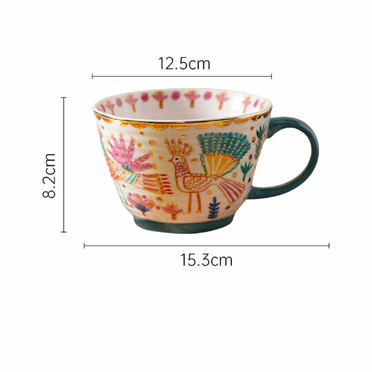 熱推陶瓷杯【D款孔雀】（容量:520ml）