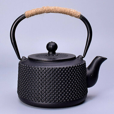 Hot recommendation teapot cast iron kettle uncoated tea set (specification: double iron wooden barrel)