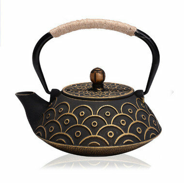 Hot recommended teapot cast iron kettle uncoated tea set (specification: fish pattern)