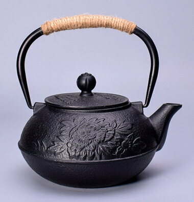 Hot recommended teapot cast iron kettle uncoated tea set (specification: black peony)