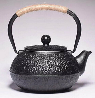 Hot recommended teapot cast iron kettle uncoated tea set (specification: black cherry blossom)