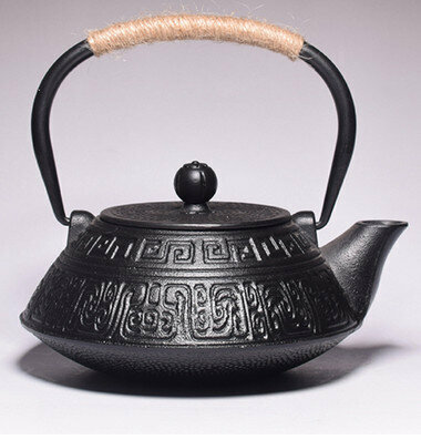 Hot recommended teapot cast iron kettle uncoated tea set (specification: black rich pattern)