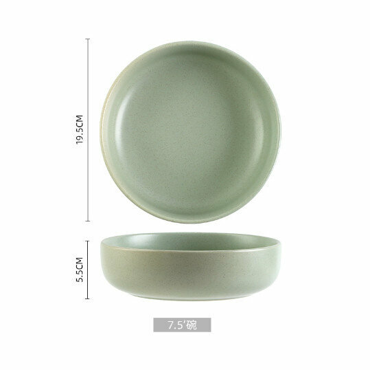 Hot recommendation salad bowl, steak, Western plate, soup bowl, eating bowl, cooking plate [7.5-inch large bowl-green]