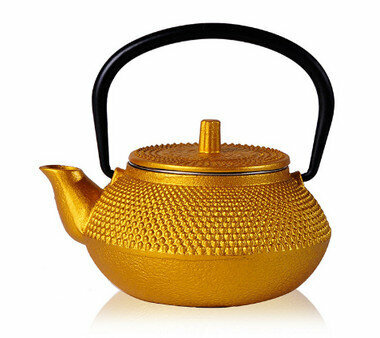 Hot push kung fu teapot iron kettle (specifications: kettle width is about 12cm, spout diameter is about 6.3cm, handle height is about 12cm, base diameter is about 7cm, pot height is about 7cm (gold)