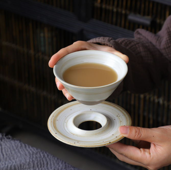 熱推陶瓷復古飛碟咖啡杯（素白180ml）
