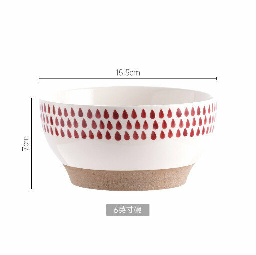 Hot recommended hand-painted ceramic bowl noodle soup bowl rice bowl [6-inch raindrop]