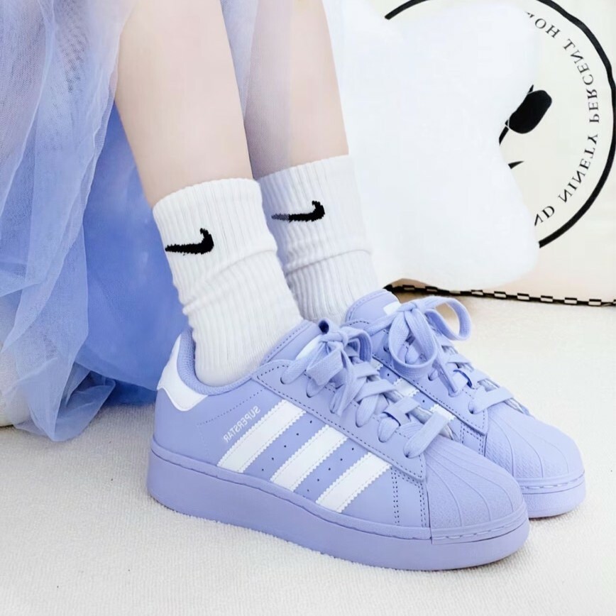 ADIDAS SUPERSTAR XLG W 紫白 皮革 厚底 貝殼 休閒鞋 ID5735
