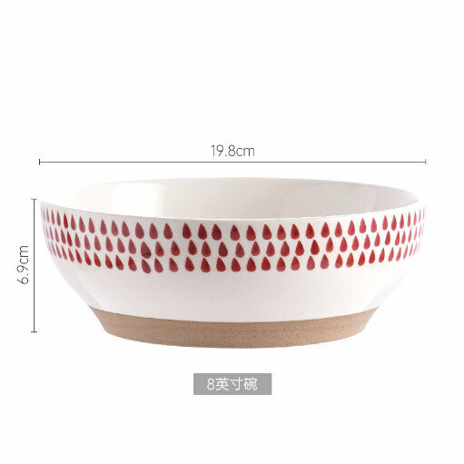Hot recommended hand-painted ceramic bowl noodle soup bowl rice bowl [8-inch raindrop]