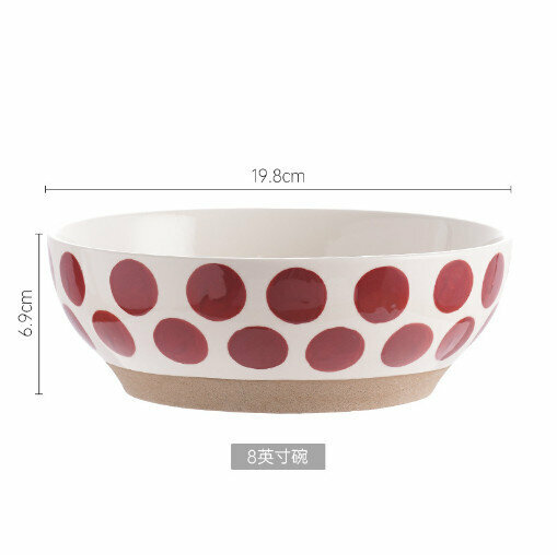 Hot recommended hand-painted ceramic bowl noodle soup bowl rice bowl [8-inch polka dot]