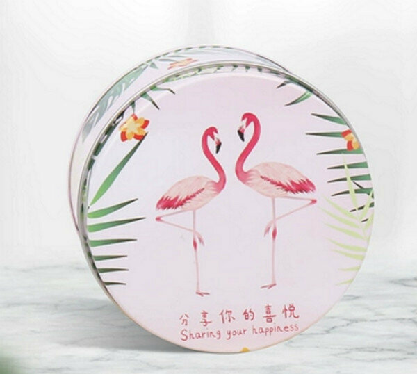 熱推【20個】創意喜糖盒子空盒-火烈鳥-小號【直徑7.5*高4.5cm】+手提袋